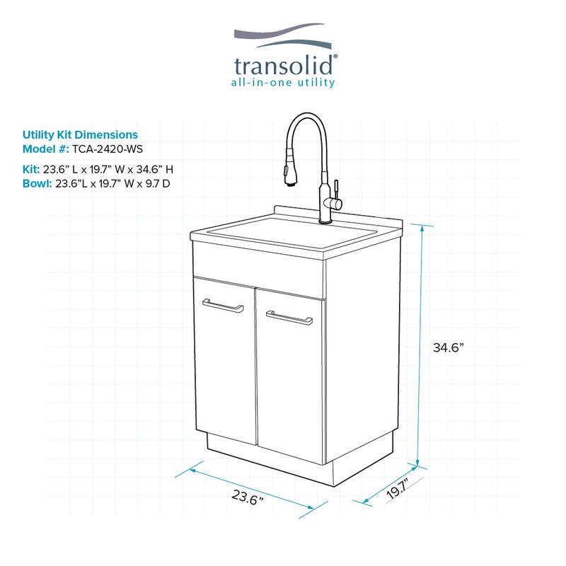Transolid TRS_TCAB-2420 Contemporary Laundry Cabinet 23-5/8" Free