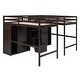 preview thumbnail 4 of 7, Espresso Double Twin Size Solid Pine Wood Loft Bed with 2 Wardrobes and Storage Staircase, Full-Length Guardrail