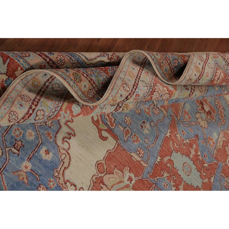 Vegetable Dye Heriz Serapi Oriental Rug Hand-Knotted Beige Wool Carpet - 10'1"x 12'8"