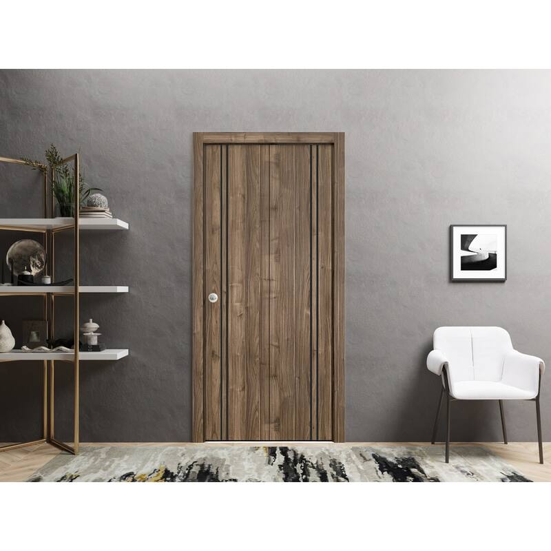 Bi-fold Doors 56 x 80 Planum 0016 Walnut with Sturdy Tracks