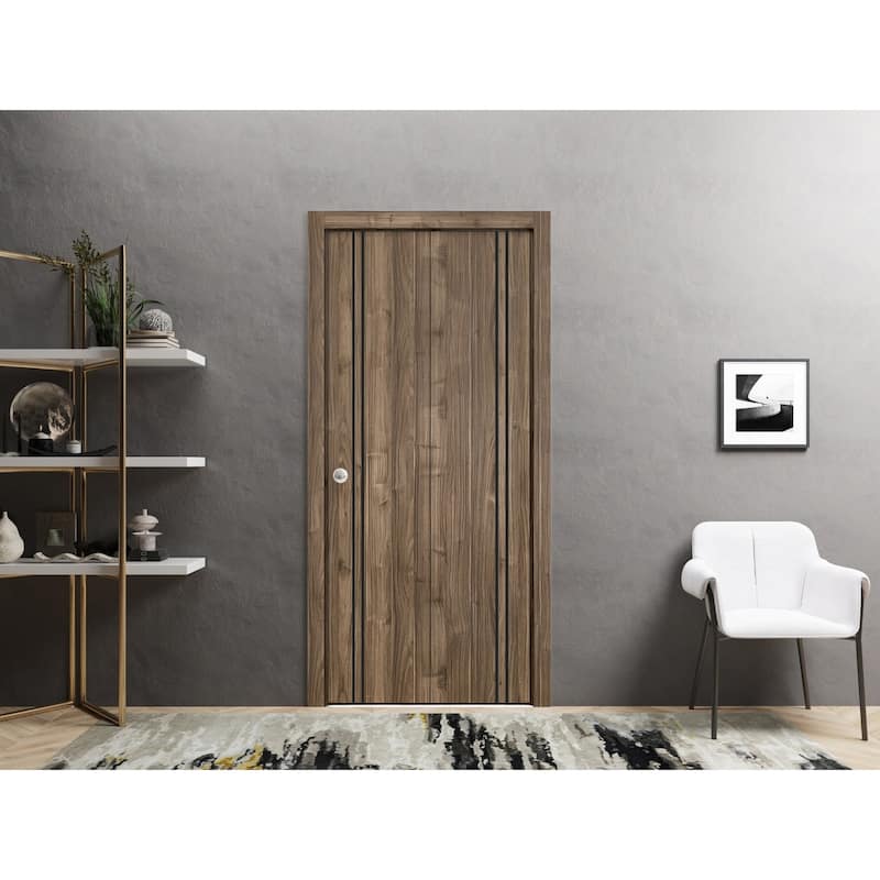 Slab Barn Door Panel 28 x 80 Planum 0016 Walnut with Sturdy Finished