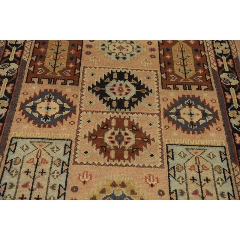 Hand-knotted Traditional Wool Peach Geometric Oriental Area Rug - 5' 10'' X 4' 0''