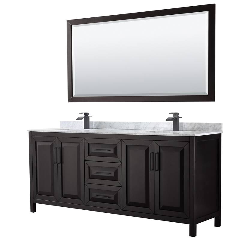 Daria 80-inch Double Vanity, Marble Top, 70-inch Mirror