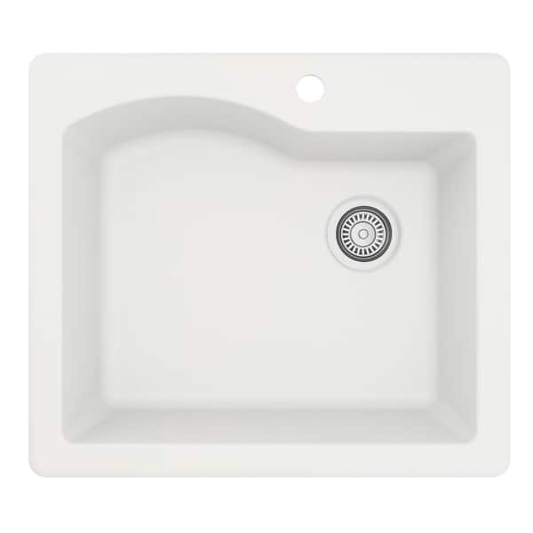 slide 2 of 48, Karran Drop-in Quartz Single Bowl Kitchen Sink White