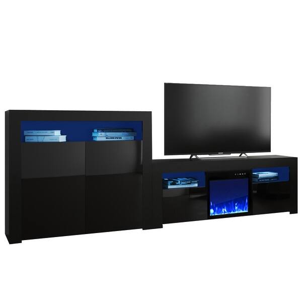Milano Set 145ef 2d Electric Fireplace Modern Wall Unit Entertainment Center On Sale Overstock 30721476