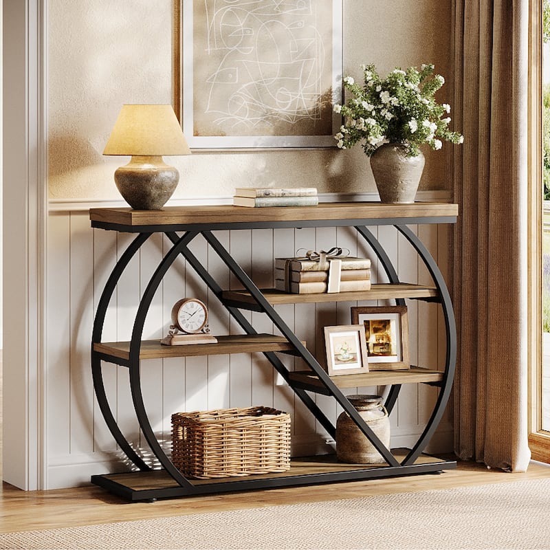 41.3" Console Table, 5-Tier Industrial Entryway Table with Shelves