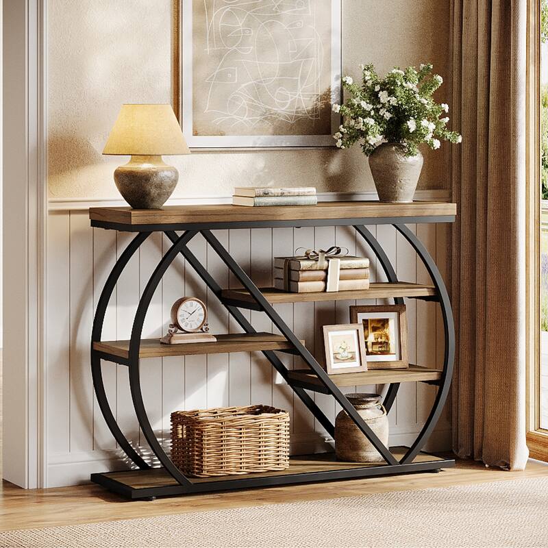 41.3" Industrial Console Table, 5-Tier Entryway Table with Shelves