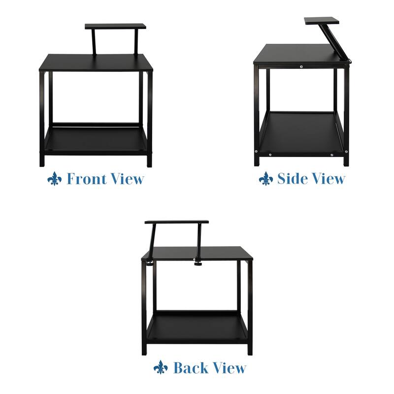 Modern Black Coffee Table with Adjustable Desktop Shelf