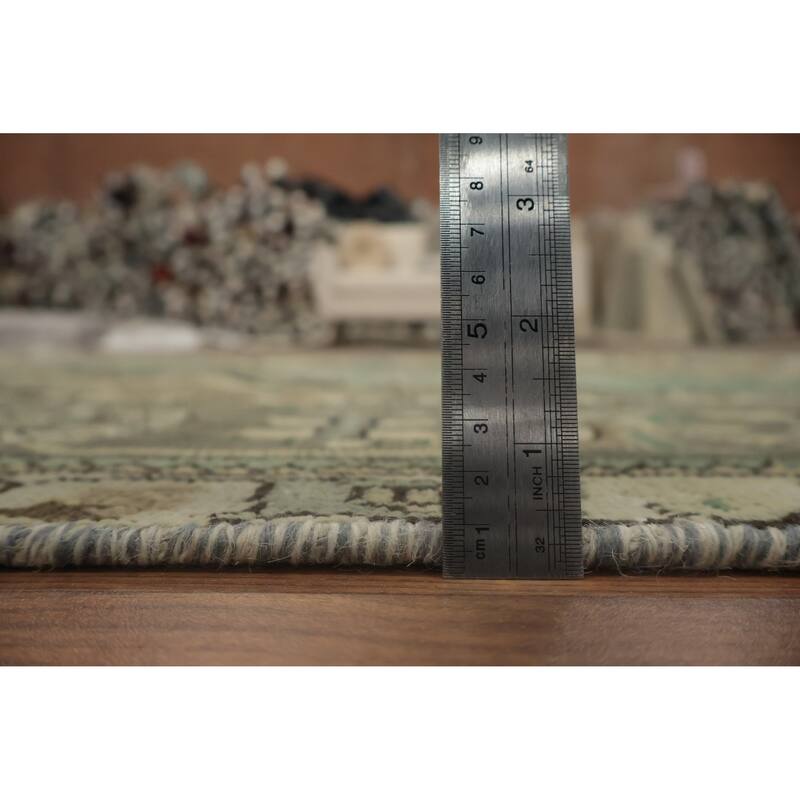 Hand Knotted Oriental 100% Wool Carpet Traditional Floral Green Tabriz Area Rug - 10' 0'' X 6' 6''