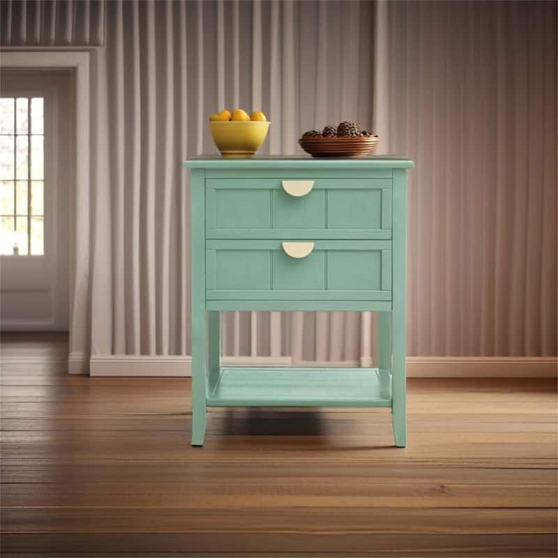 2 Drawer Side Table - Light Green