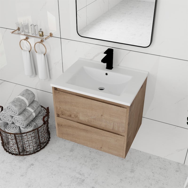 Bathroom Vanity With Sink In 24/28/30/60 Inch, Floating Bathroom Vanity With Soft Close Drawer
