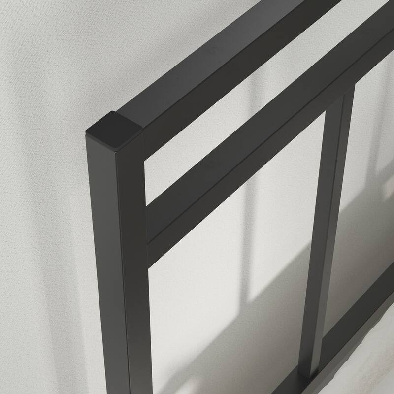 Metal Platform Bed With Headboard, Black