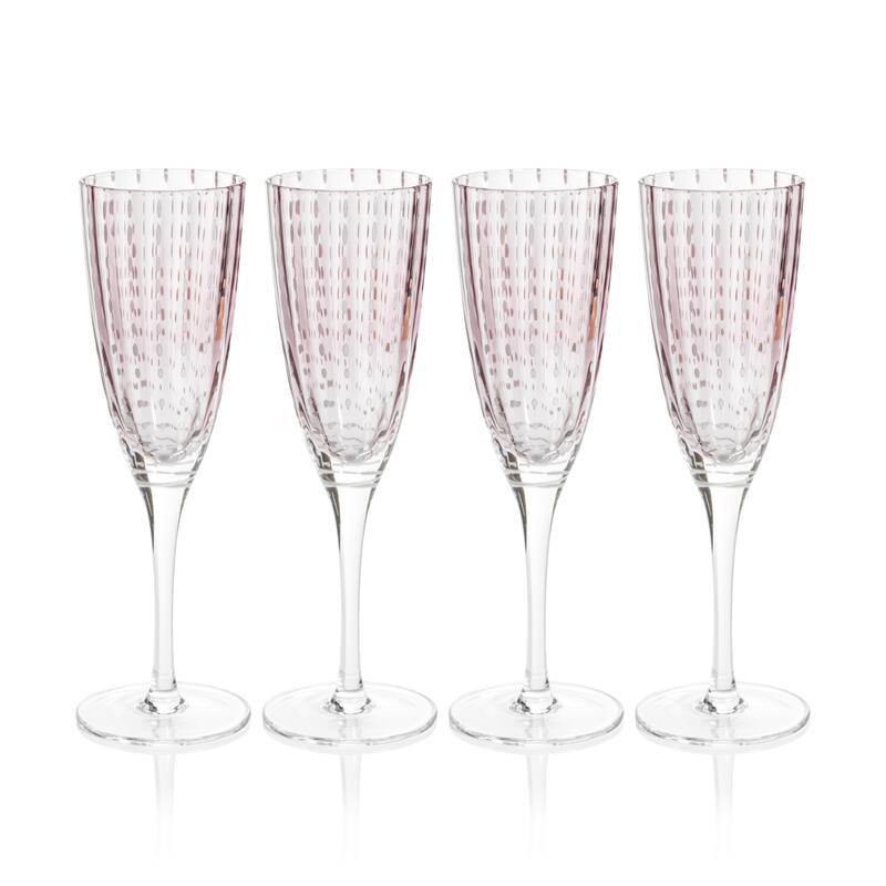 Pescara White Dot Champagne Flutes, Set of 4