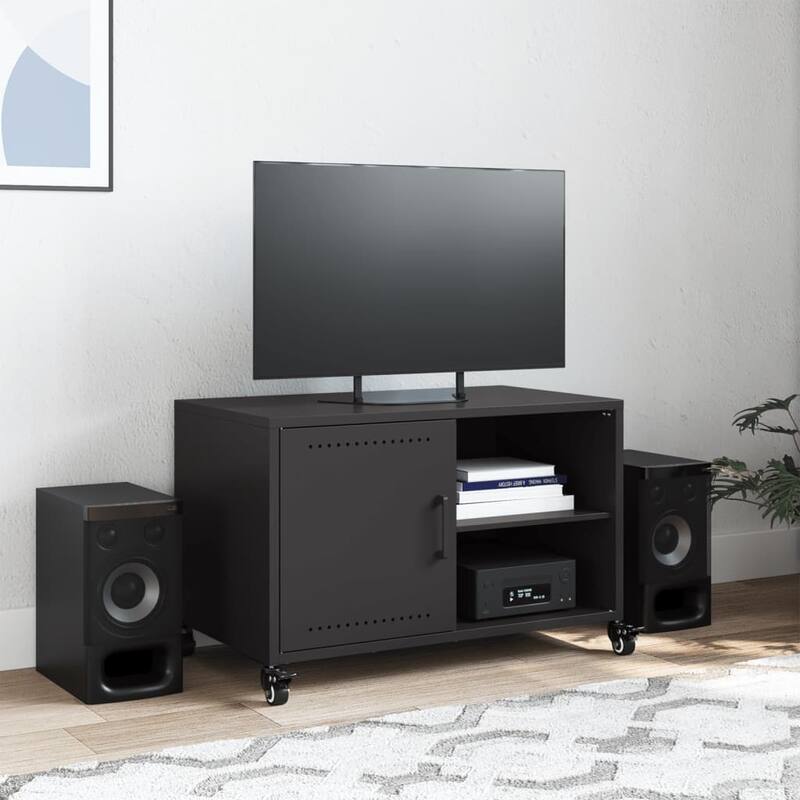 vidaXL TV Stand Entertainment Center Sideboard Media Unit Cold-rolled Steel - 15.4 x 26.8 x 17.1