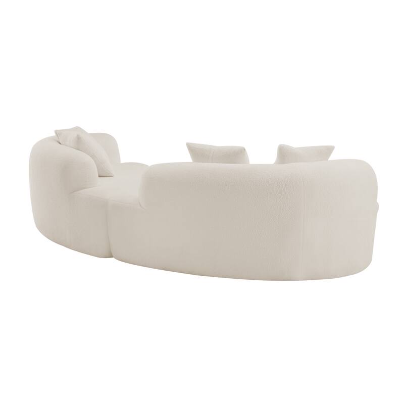 Roomfitters Curved Four Seater Sofa Teddy Velvet Fabric, Full Compression No-Assembly Couch for Small Spaces & Apartments