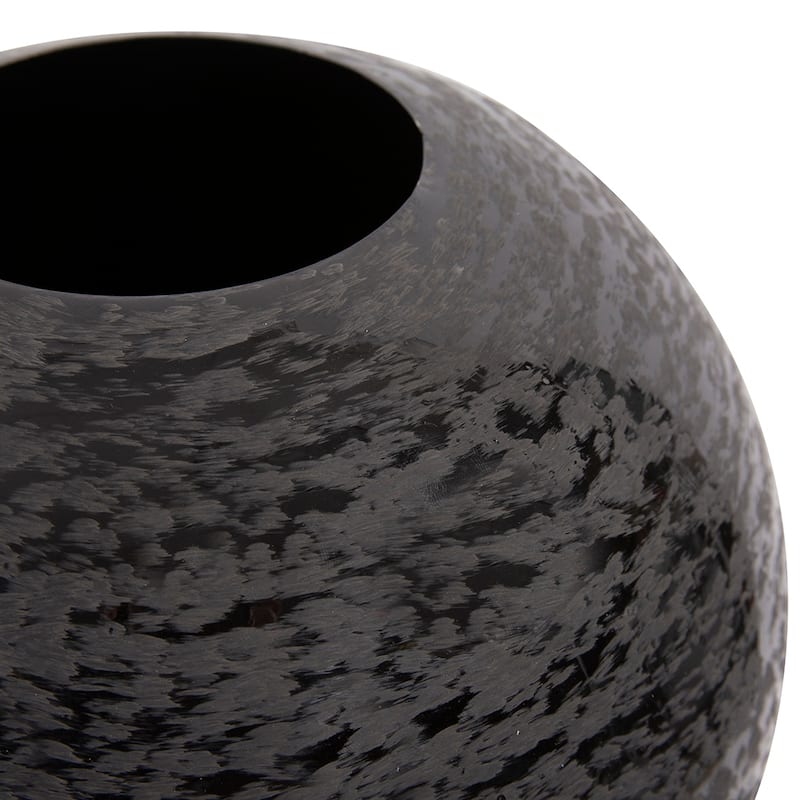 Allan Andrews Chiseled Texture Black Iron Globe Vase, Large - 9H x 11W x 11D