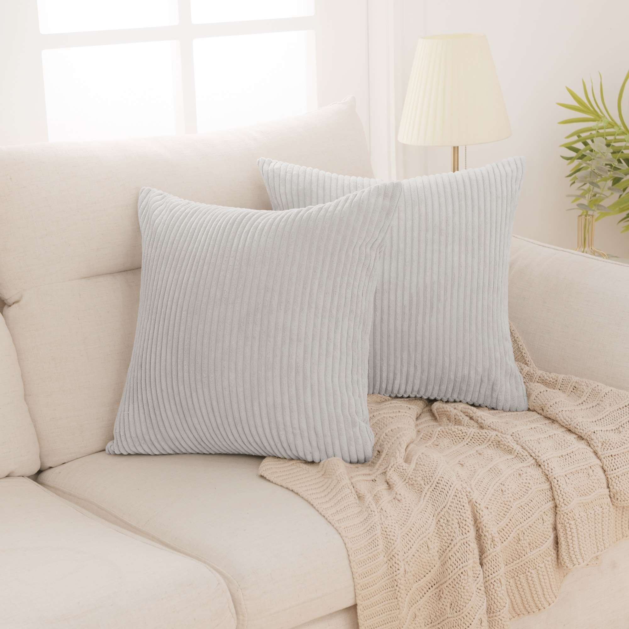  Deconovo Cream Throw Pillow Covers Corduroy 18x18 Inch