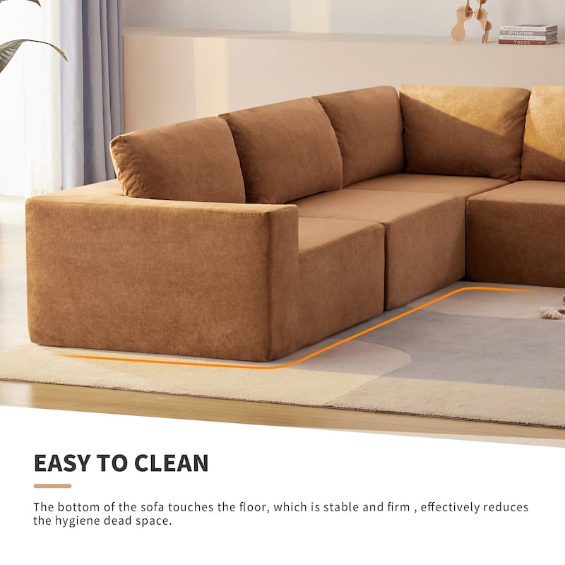 147" Fabric Modular Sectional Sofa with No Assembly, Wide Seats & Cloud Comfort