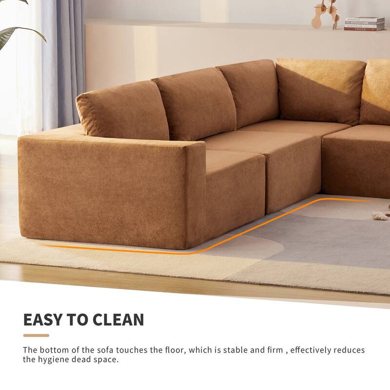 147" Fabric Modular Sectional Sofa with Wide Seats & No Assembly