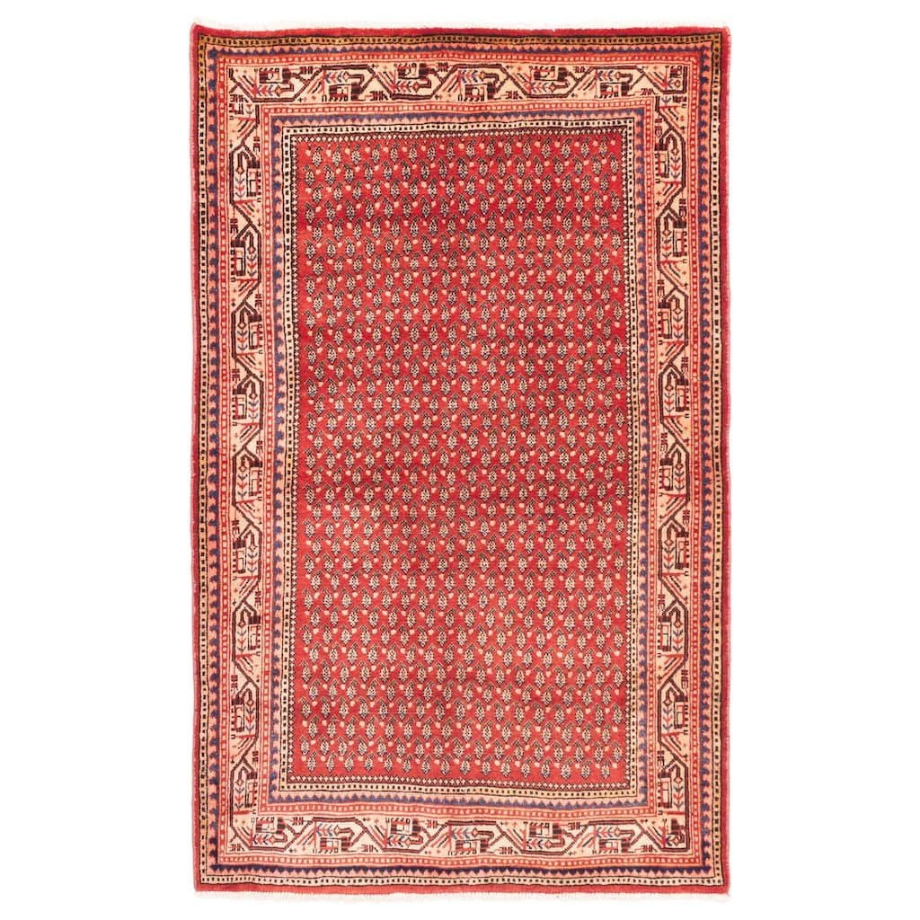 ECARPETGALLERY Hand-knotted Andelz Red Wool Rug - 4'4 x 7'1