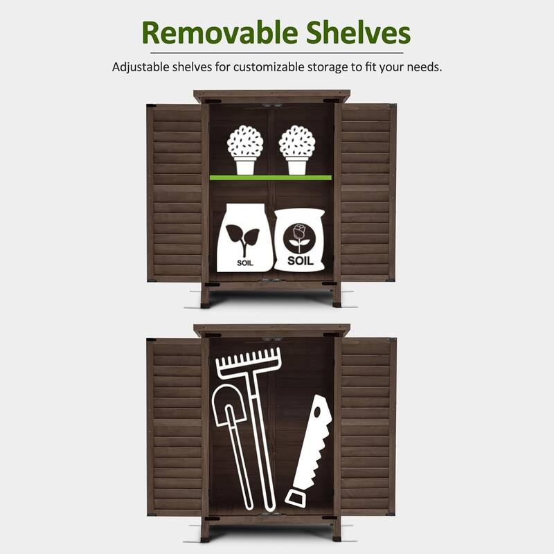 MCombo Small Outdoor Storage Cabinet Shed with Double Doors (24.6" x 18.3" x 38.2"), Wooden 0985