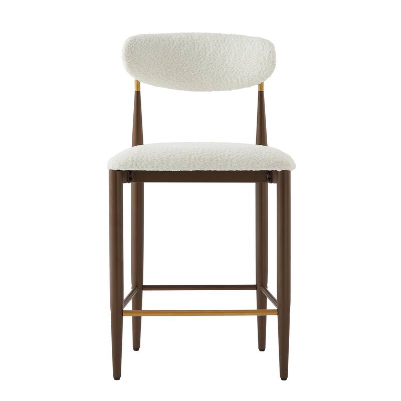 Christopher Knight Home - Livia Armless Bar Stool Set of 2 - Modern Fabric Upholstery with Sleek Black and Gold Metal Frame