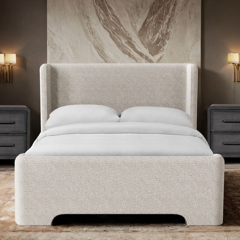 Furniture of America Edur Modern Chenille Fabric Platform Bed - Queen