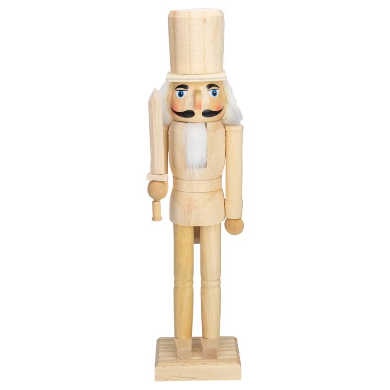 15" Unfinished Paintable Wooden Christmas Nutcracker with Sword
