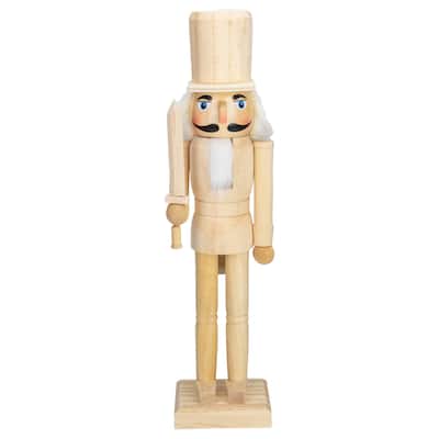 15" Unfinished Paintable Wooden Christmas Nutcracker with Sword