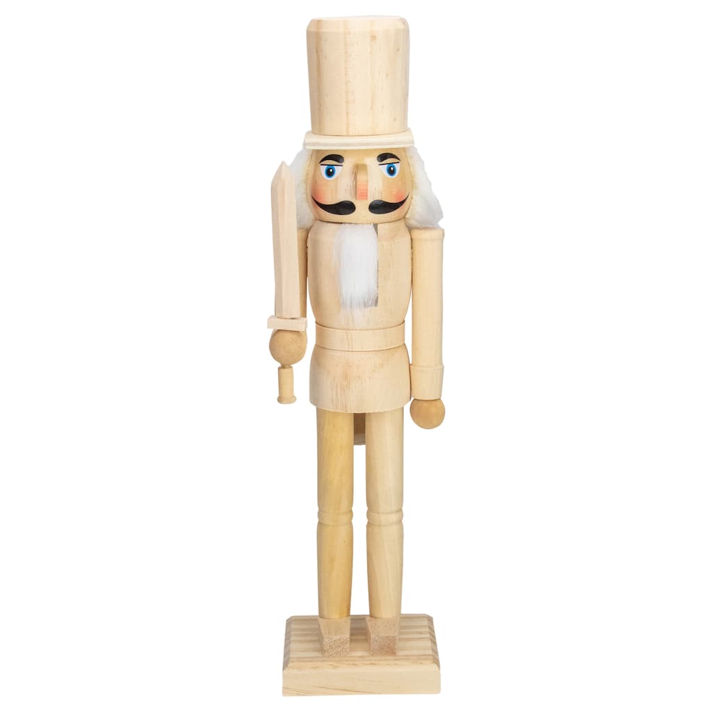 15" Unfinished Paintable Wooden Christmas Nutcracker with Sword