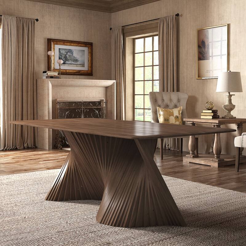 Norvik Wave Base Wood Dining Table by iNSPIRE Q Modern