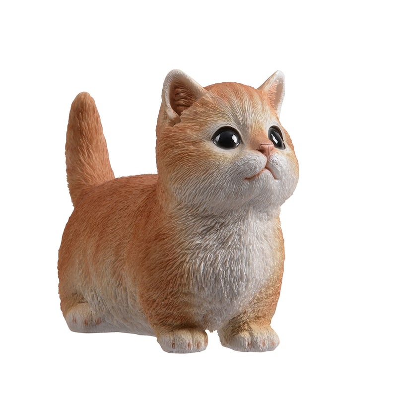 Sitting Tabby Cat Kitten Outdoor Garden Statue - 8"