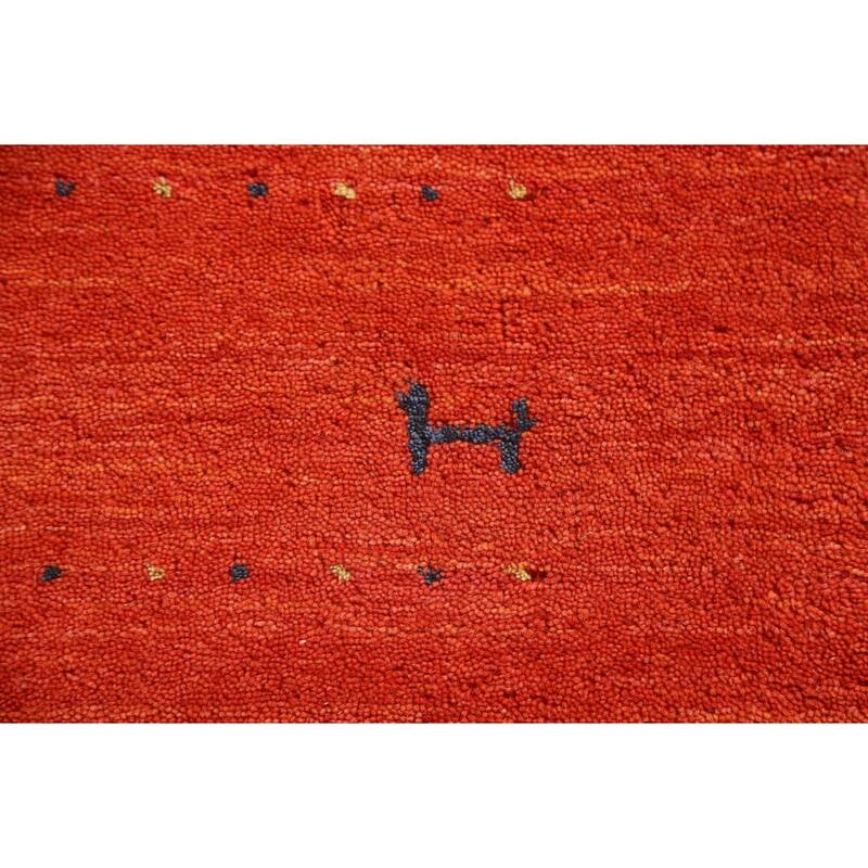 Salmon Gabbeh Area Rug Hand-Knotted Wool Carpet - 6'6"x 9'9"