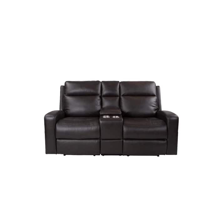URlivingroom Top Grain Leather Power Reclining Loveseat with Console Storage, USB Charge Port - 79.5"W*39.25D*40.5"H