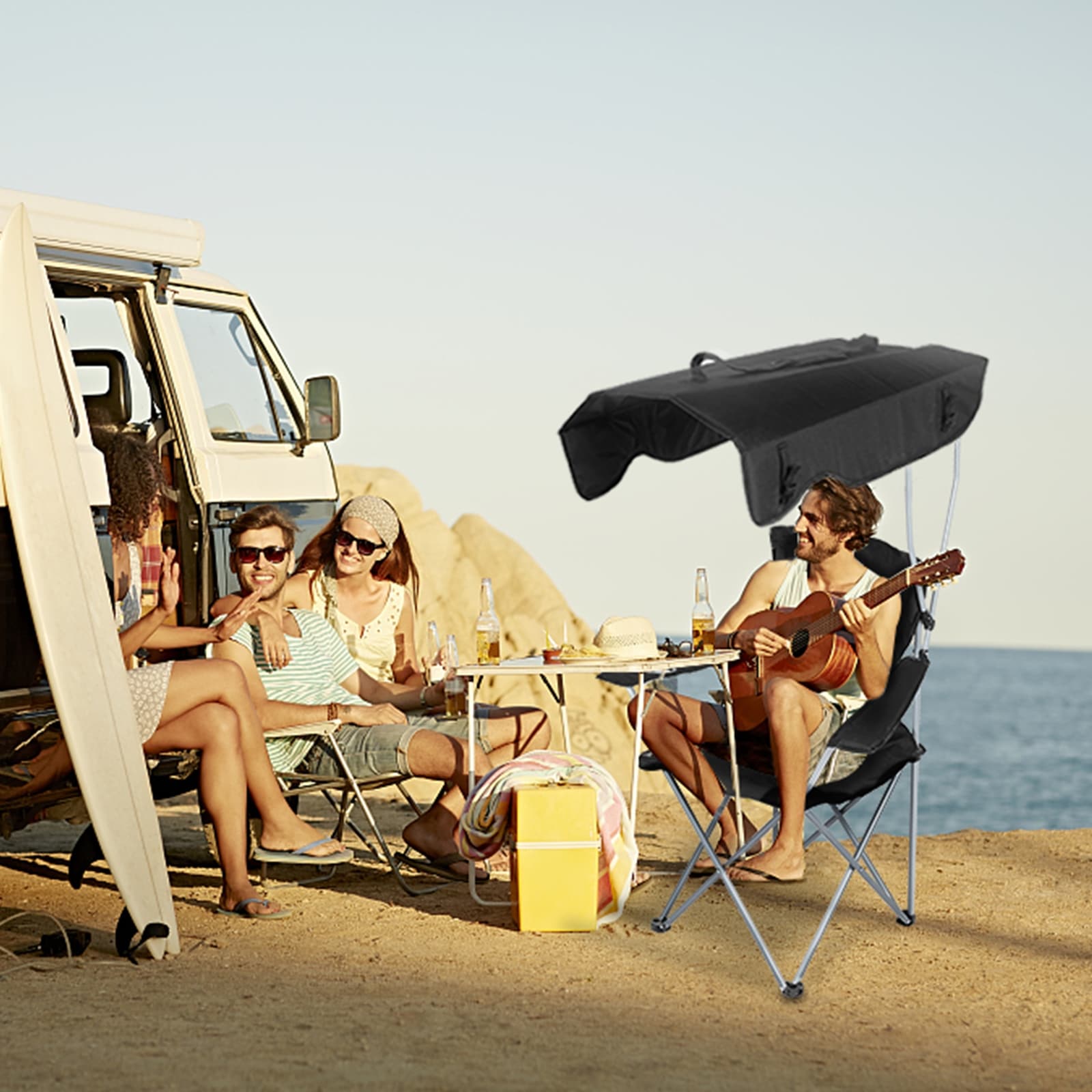 Lounge Chair Sand Chairs With Canopy Lawn Chair Beach Chair With Canopy  Shade Camping Chair Sun, image size:1600x1600