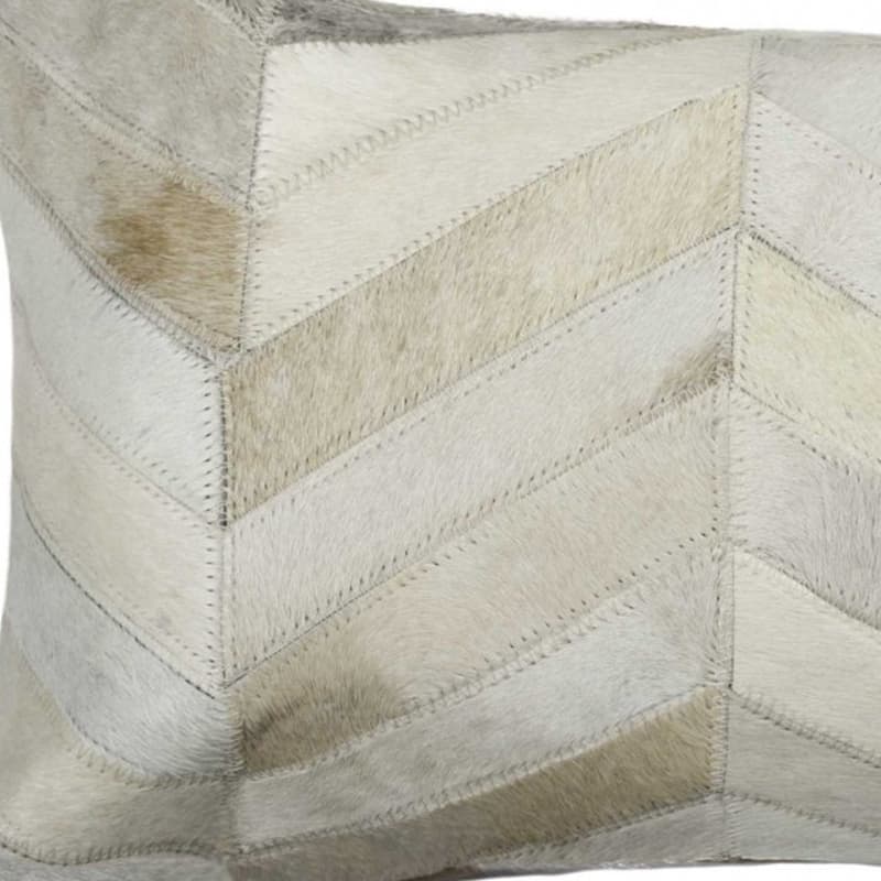 HomeRoots 12" X 20" Natural Chevron Cowhide Throw Pillow