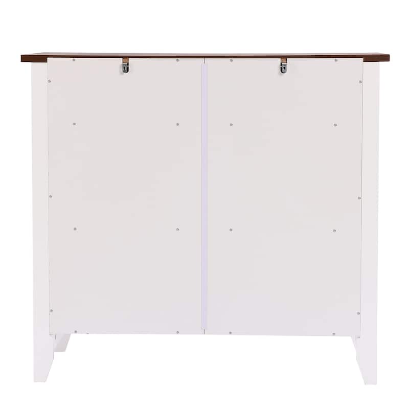White Wood 2-Drawer 2-Door Sideboard Storage Cabinet - 32.83" H x 35.81" W x 15.75" D