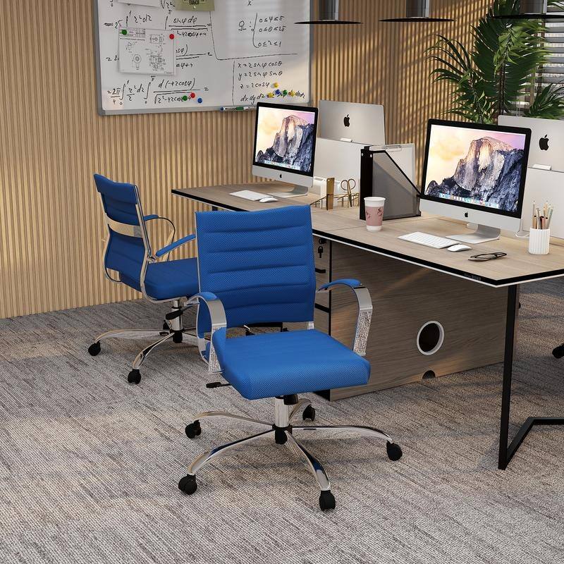 Benmar Ergonomic Mesh Office Chair with Adjustable Height, Tilt, Swivel, Stainless Steel Frame, Lumbar Support & Smooth Casters