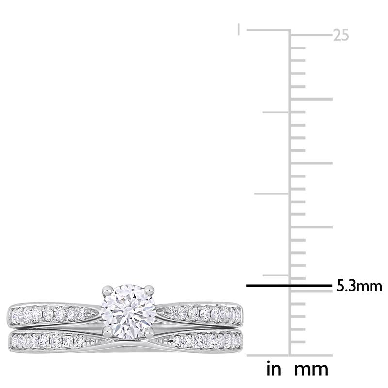 Miadora 3/4ct TDW Diamond Solitaire Bridal Ring Set in 14k White Gold