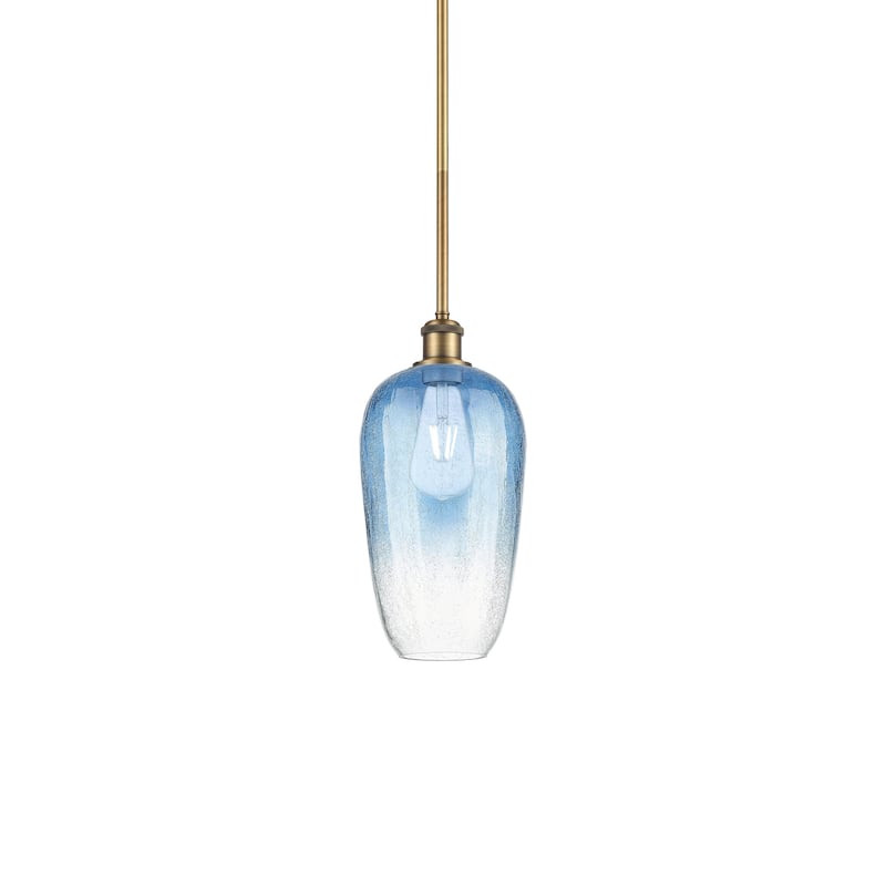 Innovations Lighting 516-1S-15-7 Brookhaven Flute Pendant Brookhaven - Brushed Brass / Sapphire Blue