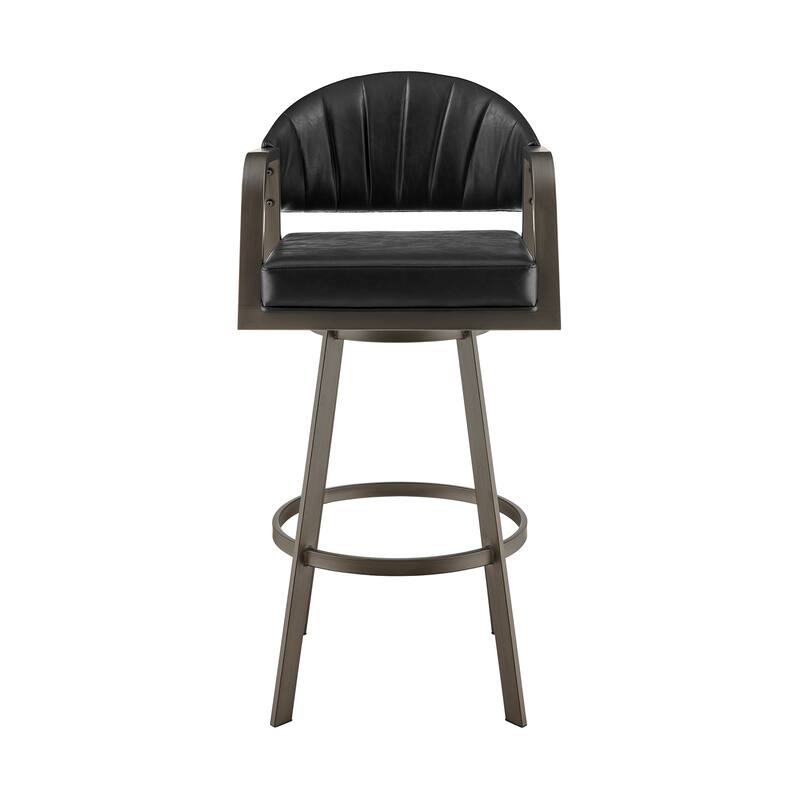 Marcie Modern Swivel Bar Stool, Upholstered Counter Height Chair with Metal Frame