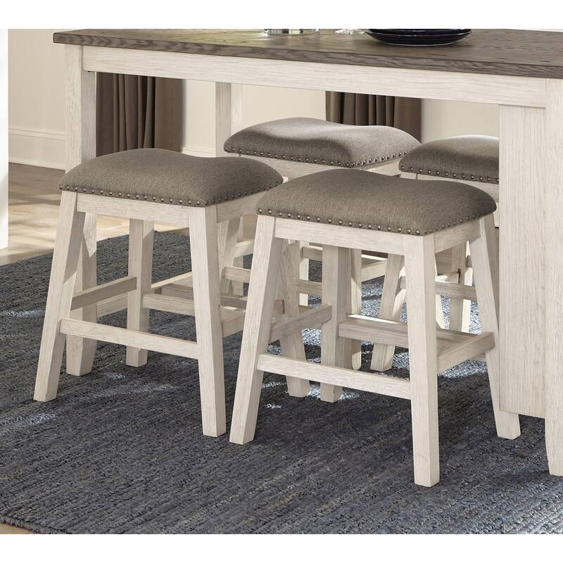 Counter Height Set , Counter Height Table with 4 Stools Fabric, Nailhead Trim