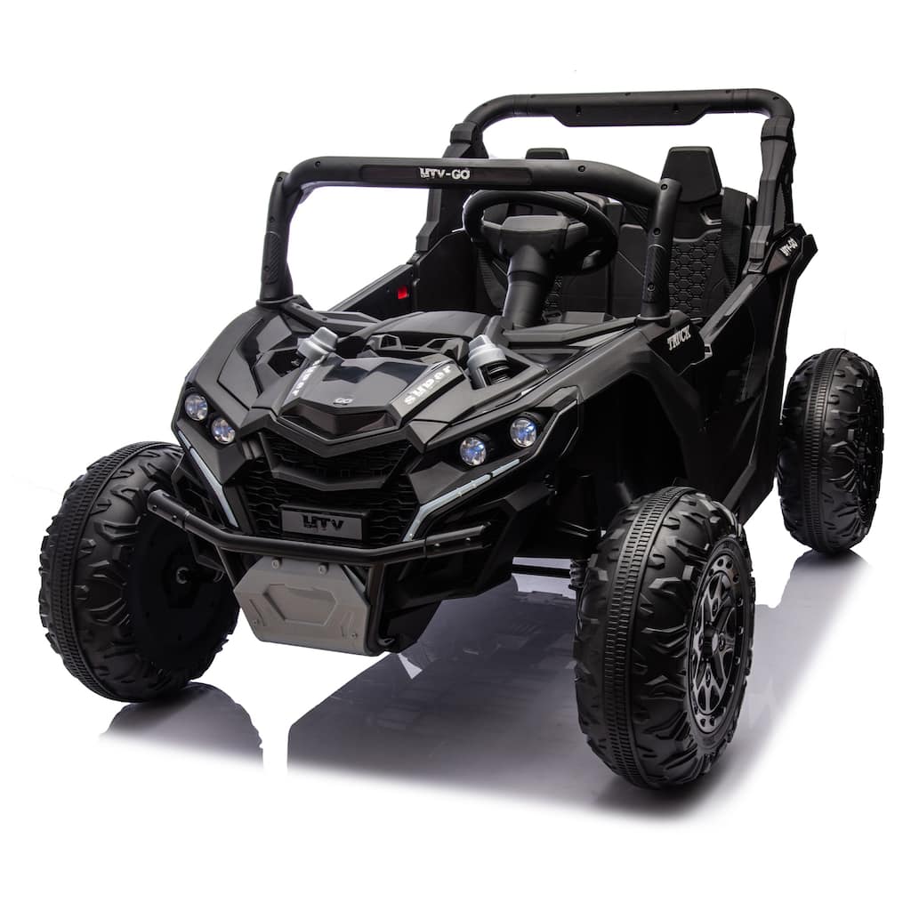 24V 2-Seater Kids Electric UTV Ride-On for Ages 3+, Remote Control with Bluetooth & LED Lights - Black