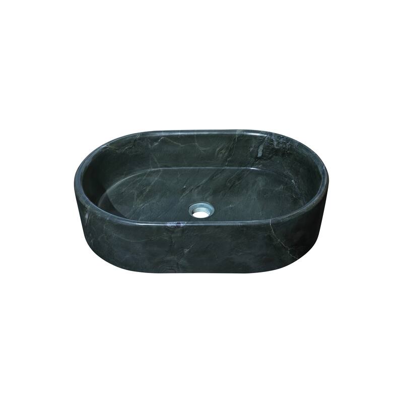 Roomfitters Marble Bathroom Vessel Sink, Natural Stone Countertop Wash Basin, Polished Oval Vanity Sink