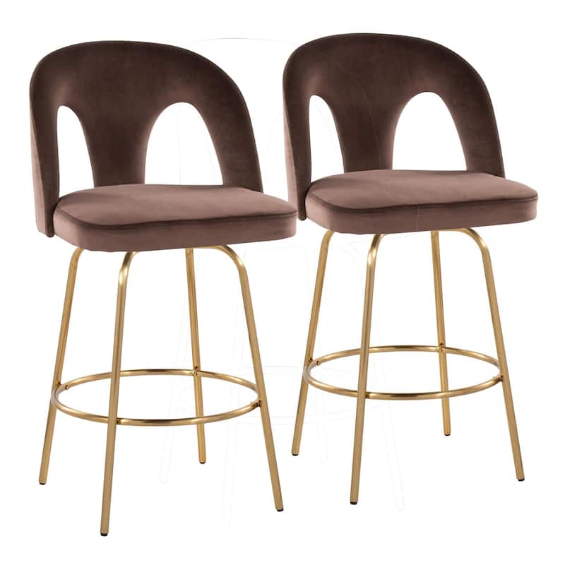 Ava Upholstered 26" Fixed-Height Counter Stool - Set of 2 - Espresso