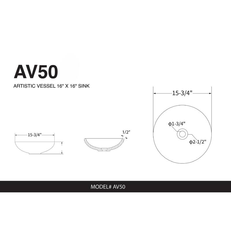 16" Round Artistic Ceramic Vessel Sink