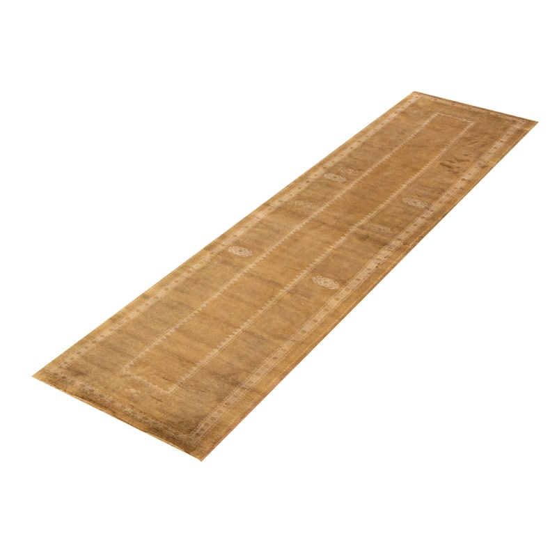 ECARPETGALLERY Hand-knotted Color Transition Olive Wool Rug - 2'7 x 9'5