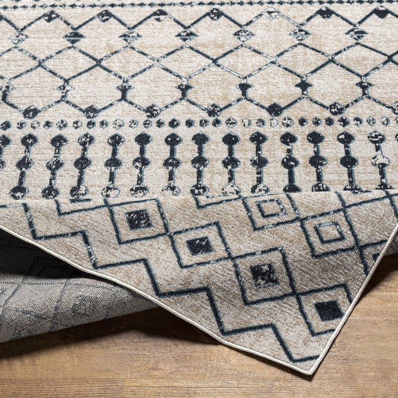 Livabliss Lavadora Bohemian Diamond Washable Area Rug