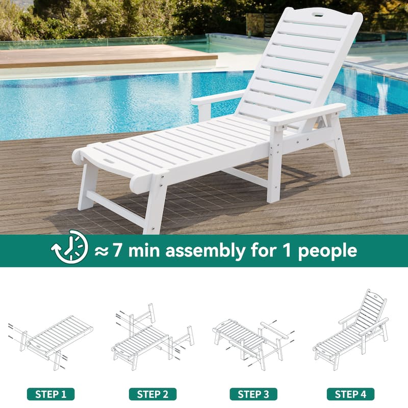 78.7" Long Reclining Outdoor Chaise Lounge