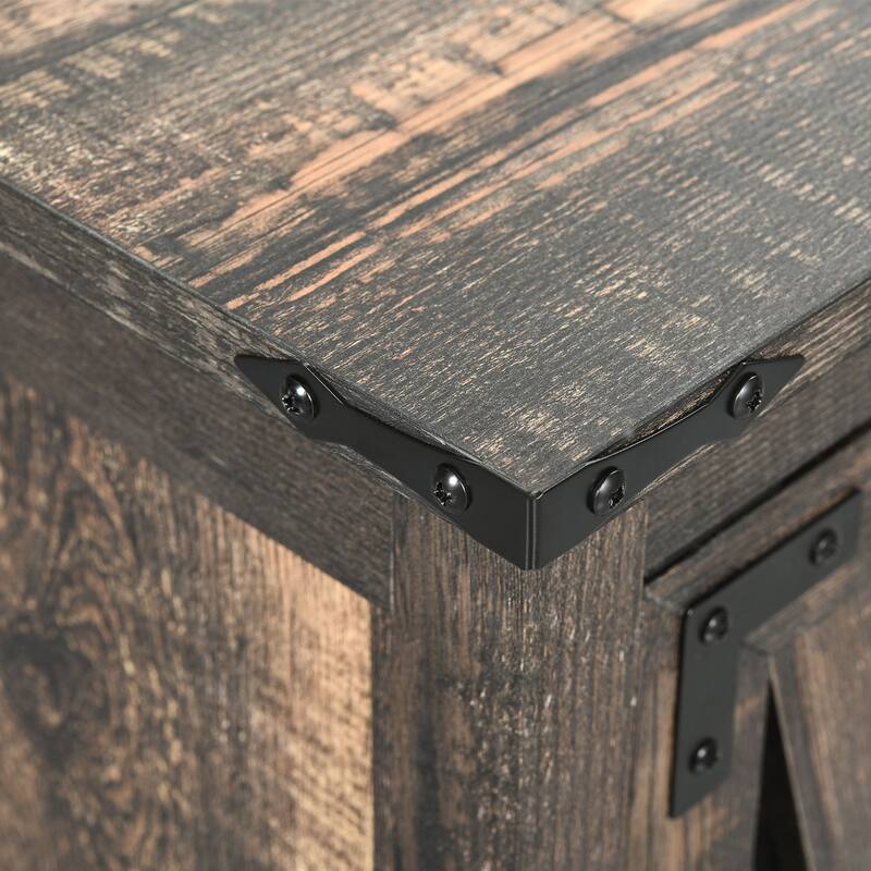Moasis End Table with Charging Station, Farmhouse Side Table with Storage and Shelves